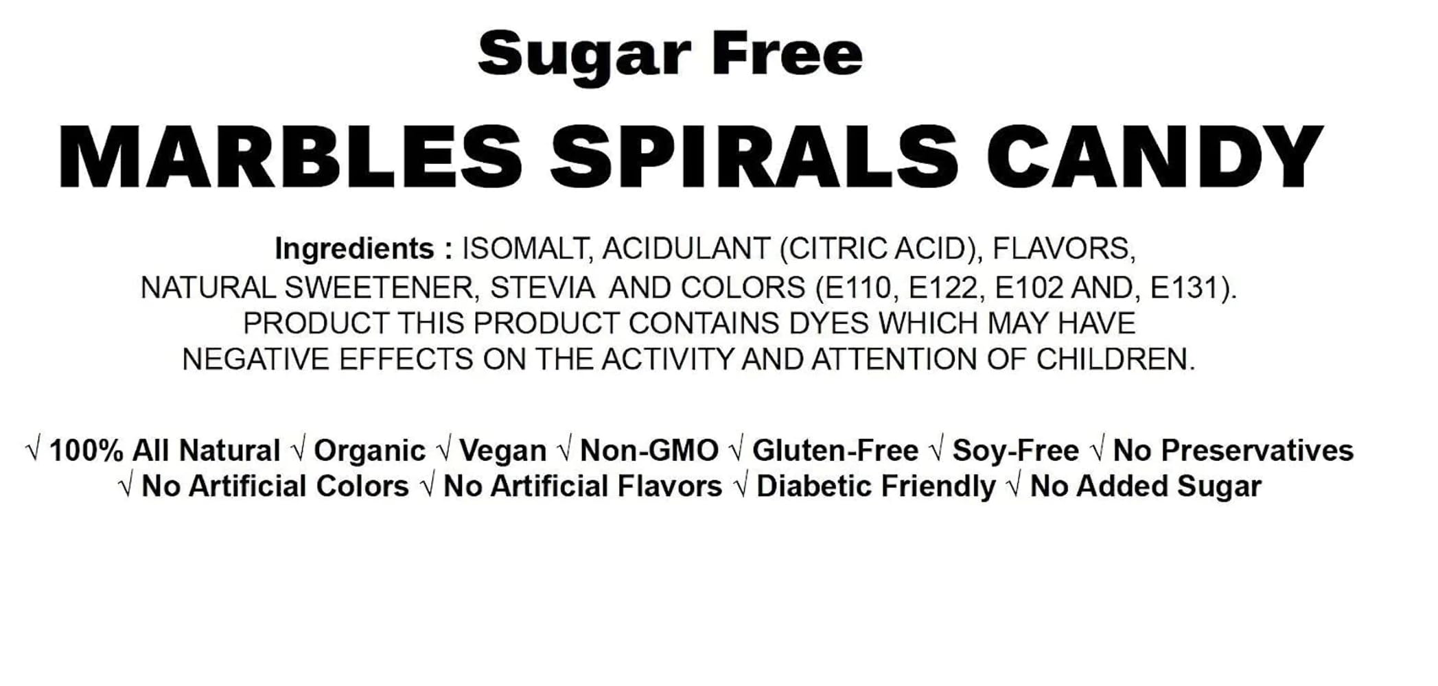 Sugar Free Hard Candy Spirals 110pc - Stevia Sweetened Zero Sugar Candy Assortment (5 Flavors) - Keto & Diabetic Friendly - Perfect for Office, Travel & Gifts - Made in Spain (7 Oz)