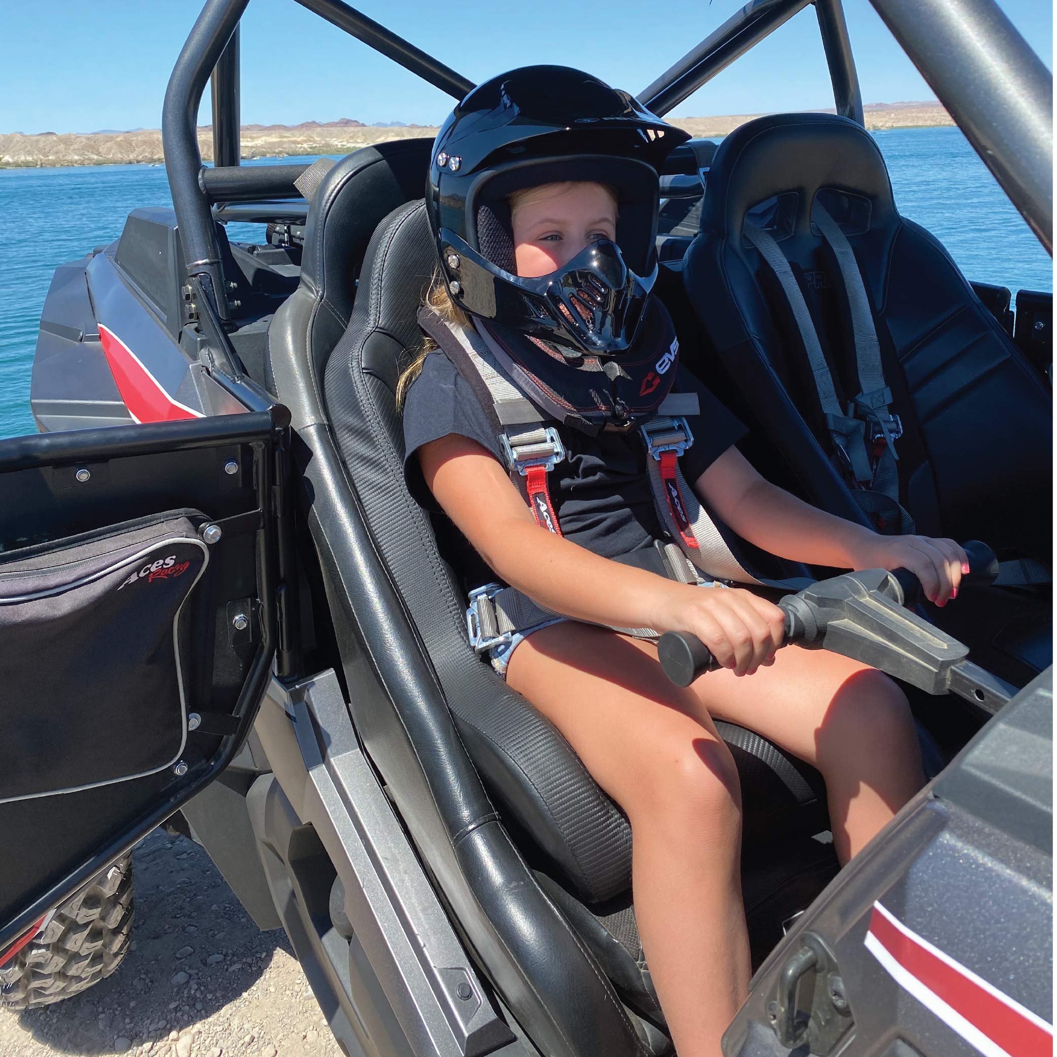 UTV Junior Seat - Universal Fit for Stock & Aftermarket Seats - Blue with Black 5-Point Harness - Safe Off-Roading for Kids - Perfect for Youth ATV, Side-by-Side & UTV Adventures