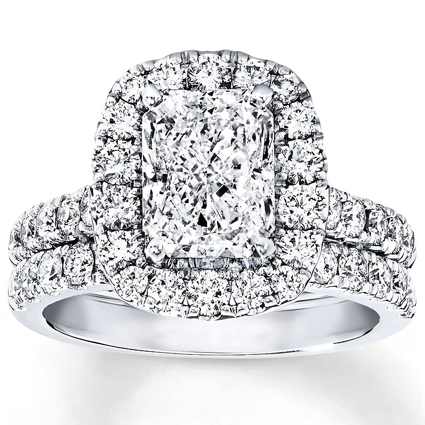3-1/3 CT Radiant Cut Moissanite Engagement Ring Set for Women - 10K/14K/18K White Gold Bridal Jewelry with Free Engraving - Perfect for Proposals, Weddings & Anniversary Gifts