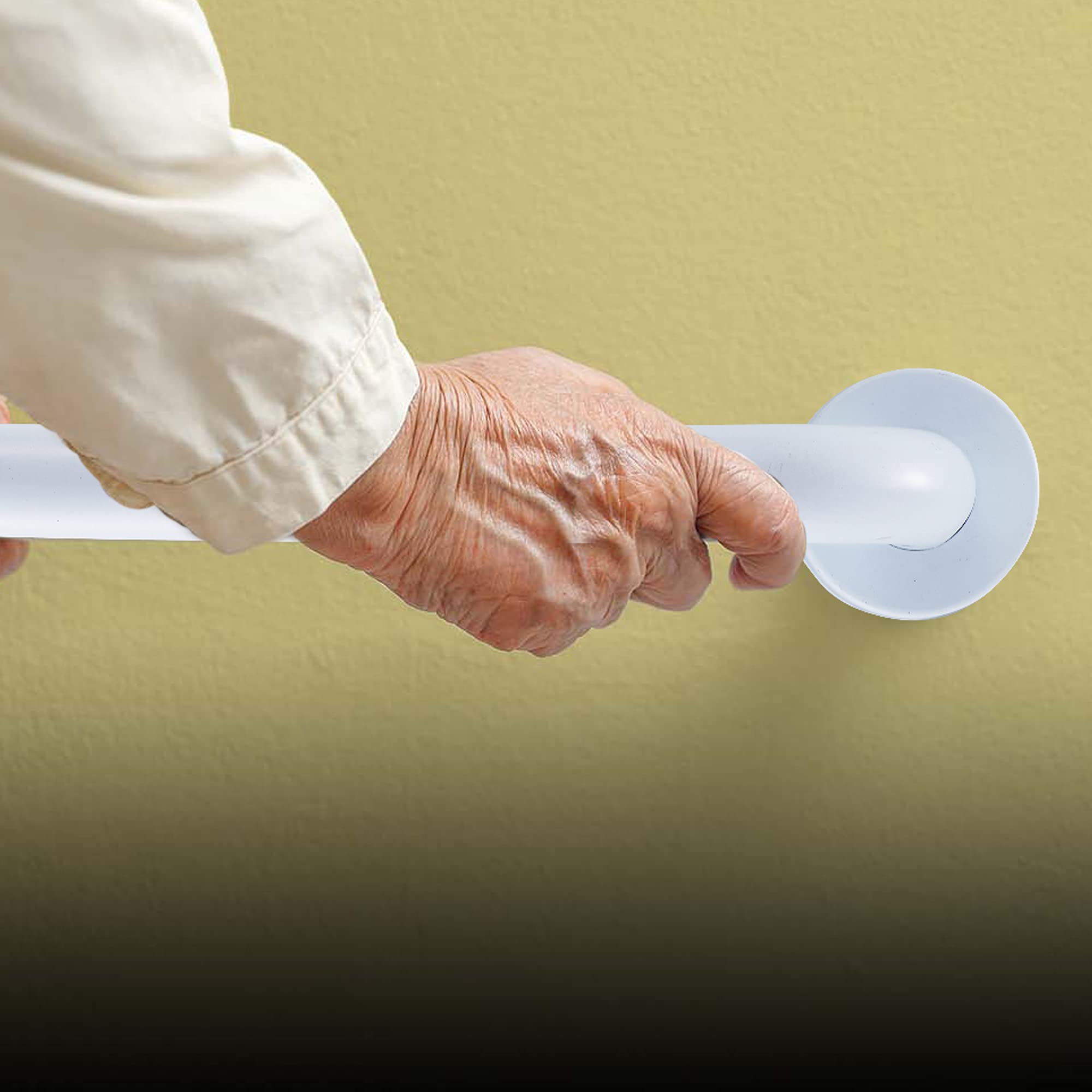18.5-Inch Stainless Steel Shower Grab Bar - 135° Angled Wall-Mounted Bathroom Safety Rail for Elderly & Disabled - Non-Slip Bathtub Hand Support for Fall Prevention (White) - Ideal for Seniors, Post-Surgery Recovery & Accessible Bathrooms