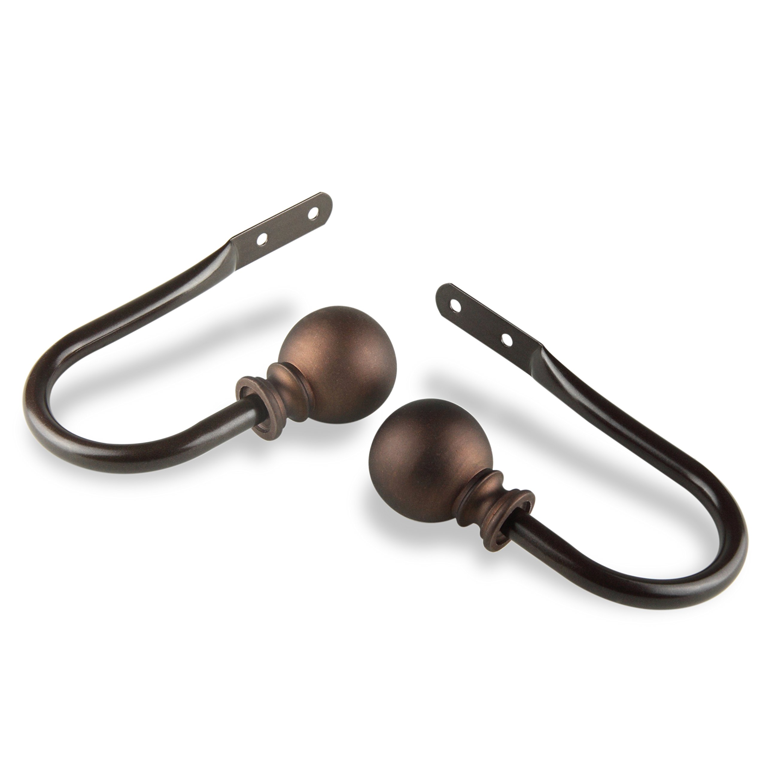 Lisa Curtain Rod Holdback - Cocoa Brown Decorative Drapery Hook for Living Room, Bedroom & Window Treatments - Elegant Home Decor Accessory