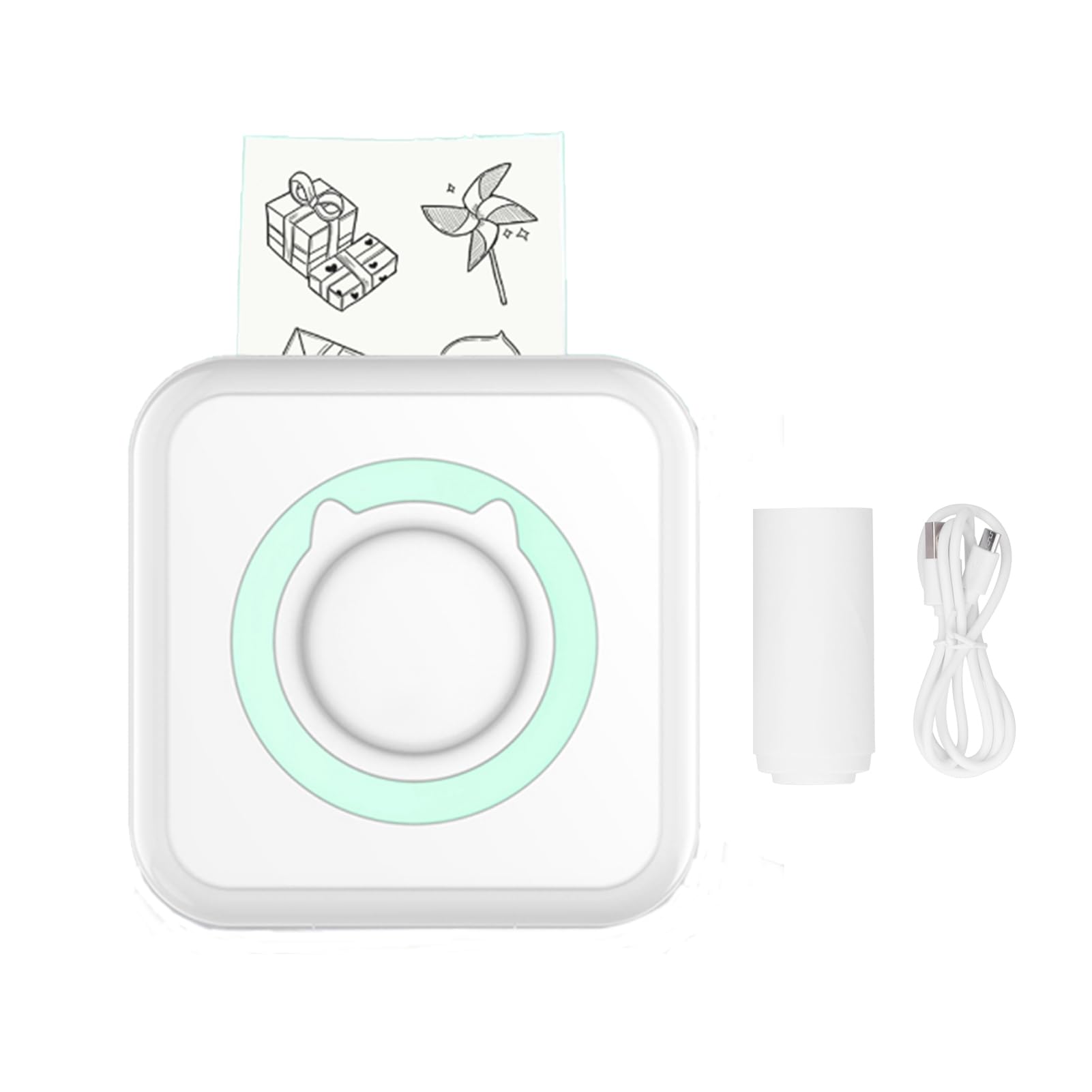 Wireless Bluetooth Portable Thermal Printer - 200 DPI Mobile Photo Printer for Smartphones, USB Compatible with iOS & Android (Green) | Perfect for Home Labeling, Small Business Receipts & On-the-Go Printing