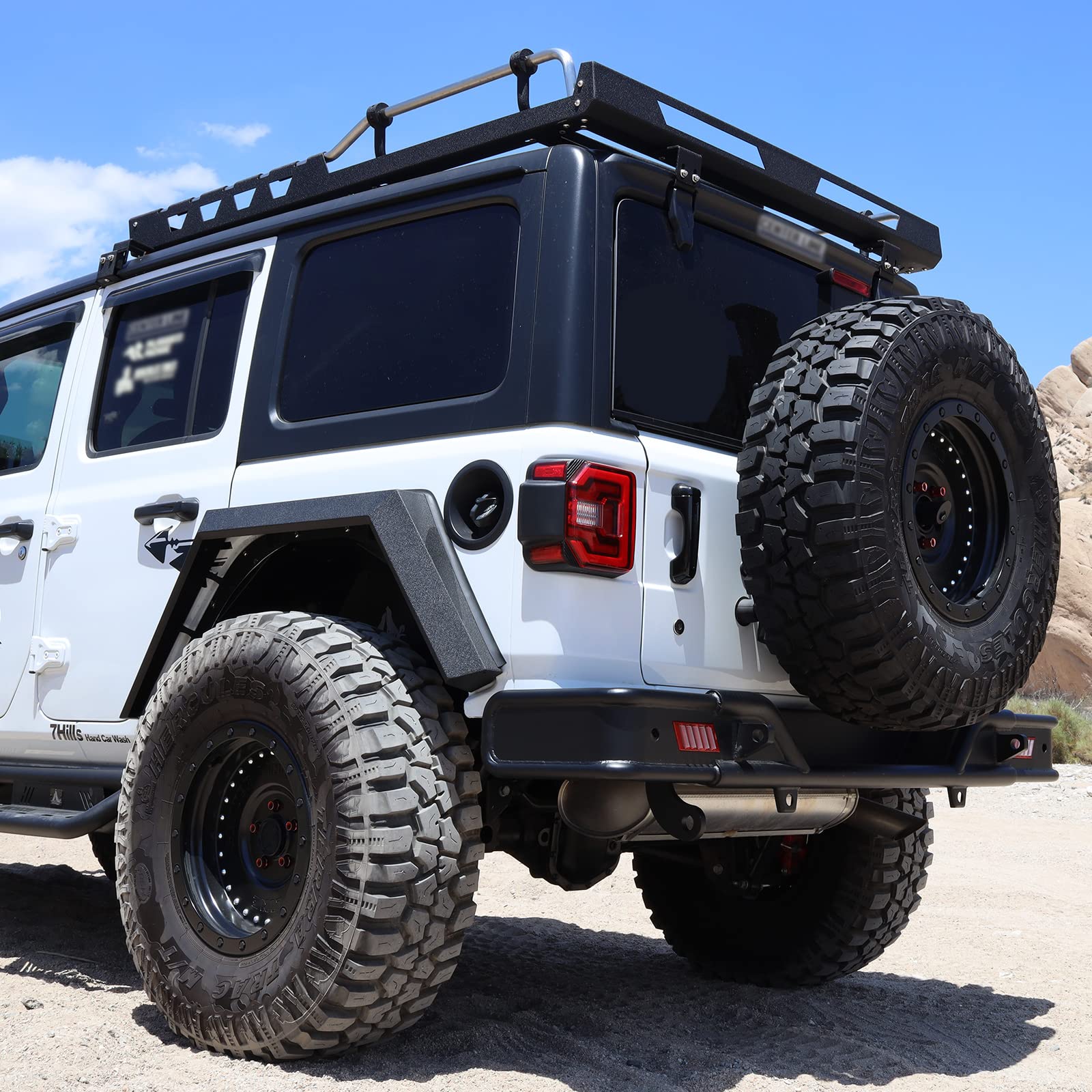 Wolfstorm Alloy Steel Rear Bumper with LED Position Lights for 2018-2022 Jeep Wrangler JL/JLU | Heavy-Duty Replacement Bumper for Off-Road & Daily Driving