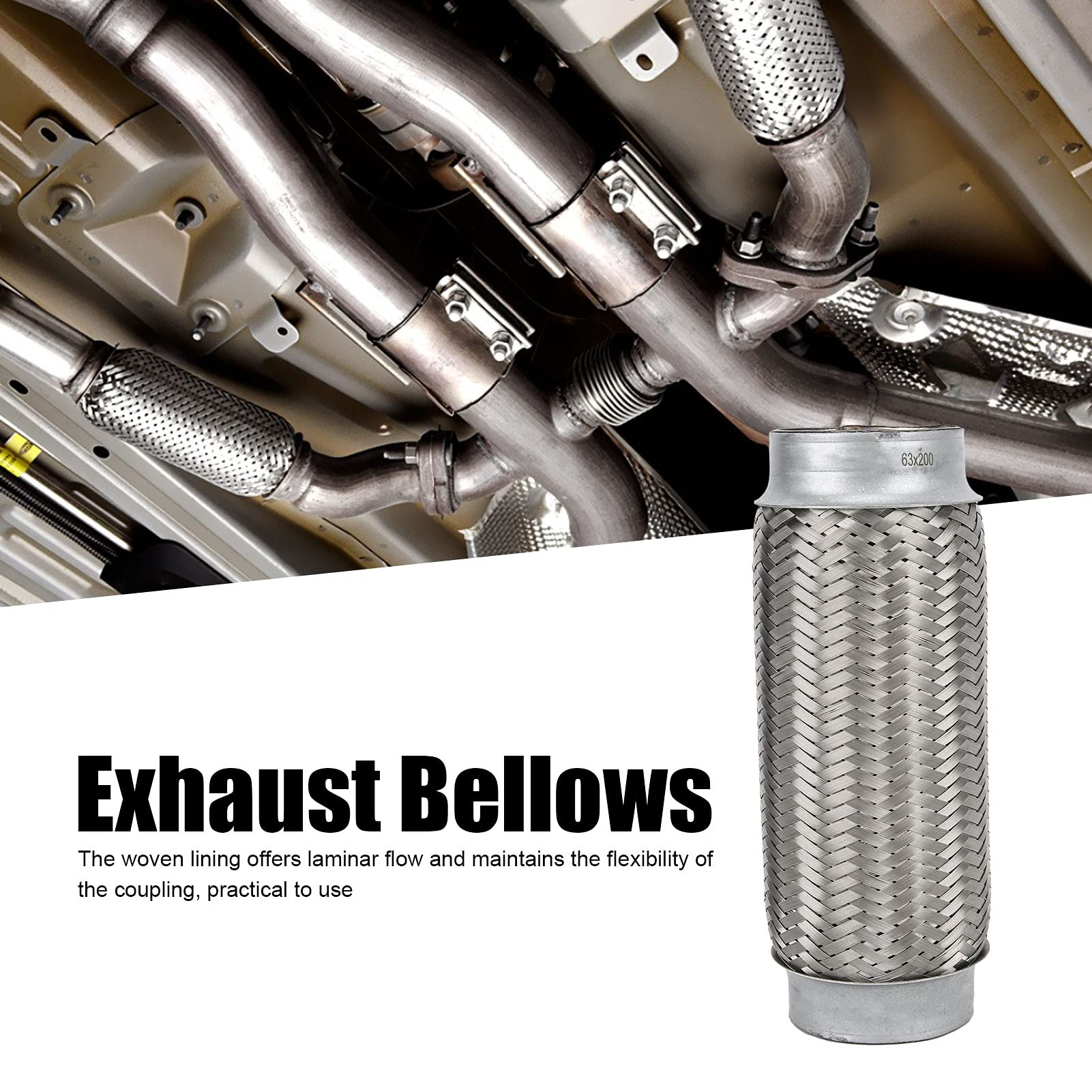 Set of 2 Stainless Steel Flexible Joint Tubes - 2.5x8in Universal Exhaust Pipe for Turbo Wastegate & Drain Pipe | Rust-Proof & Durable | Perfect for Automotive Exhaust Systems & Turbo Upgrades