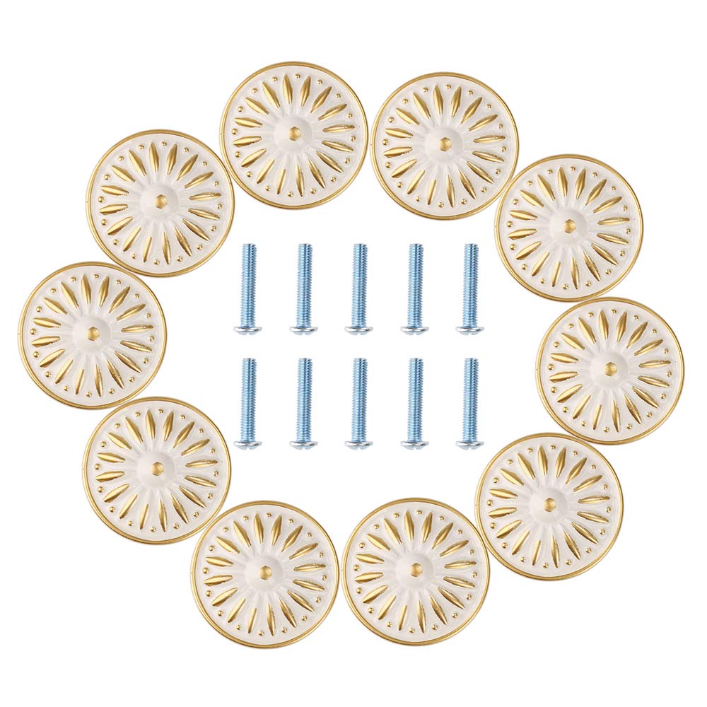 Hellopet 10 Pack Ivory White Cabinet Knobs - 33mm Drawer Pull Handles for Dresser, Cupboard, Wardrobe & Furniture - Durable Hardware for Home & Office Organization