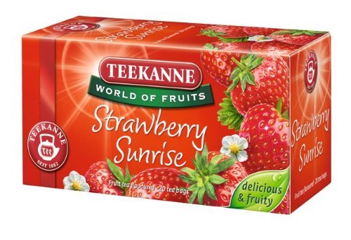 Teekanne Strawberry Sunrise Herbal Tea - 20 Tea Bags | Caffeine-Free Fruit Infusion for Relaxation & Wellness | Perfect for Morning Boost or Afternoon Pick-Me-Up