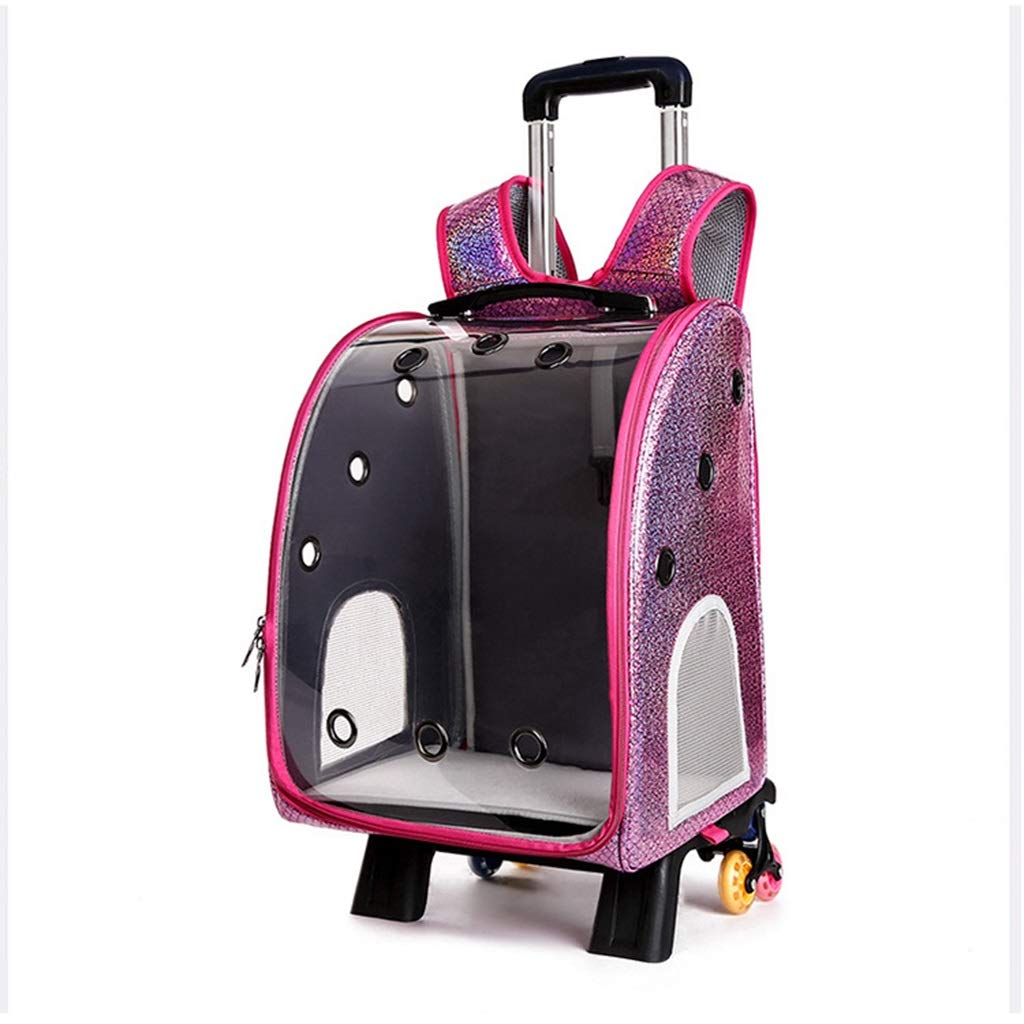 Pet Carrier Backpack with Wheels & Breathable Transparent Panels - Portable Travel Hiking Camping Backpack for Small Dogs & Cats | Perfect for Air Travel, Outdoor Adventures & Daily Walks