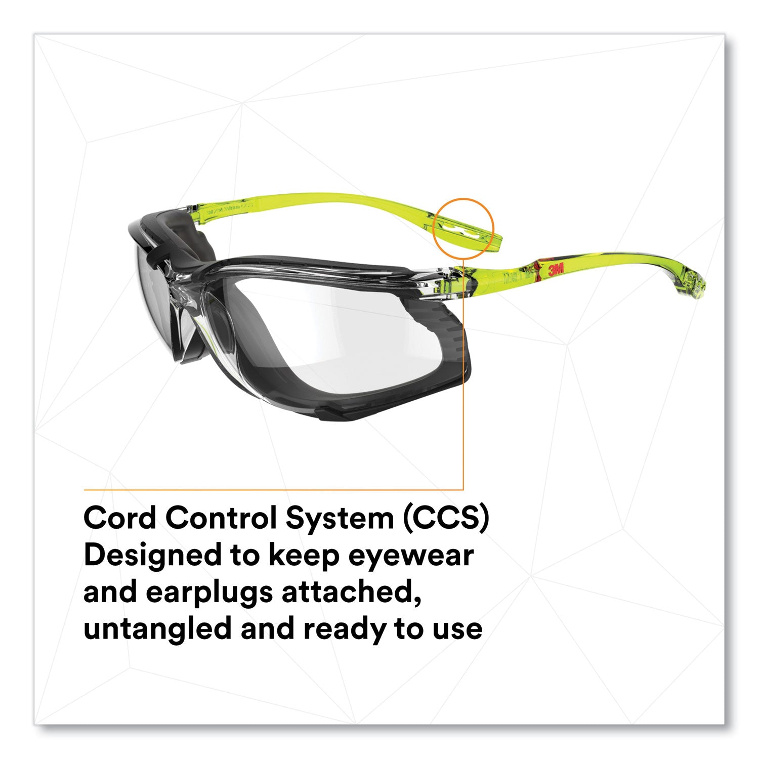 3M™ Solus CCS Series Safety Glasses - Green Plastic Frame, Clear Polycarbonate Lenses for Eye Protection | Ideal for Construction, Woodworking, and DIY Projects