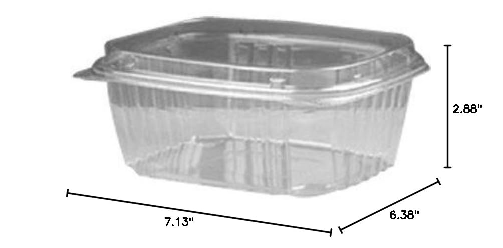 Genpak AD16 Clear Hinged Deli Container - 32 oz High Dome Food Storage Containers (Pack of 200) - Perfect for Delis, Restaurants & Meal Prep