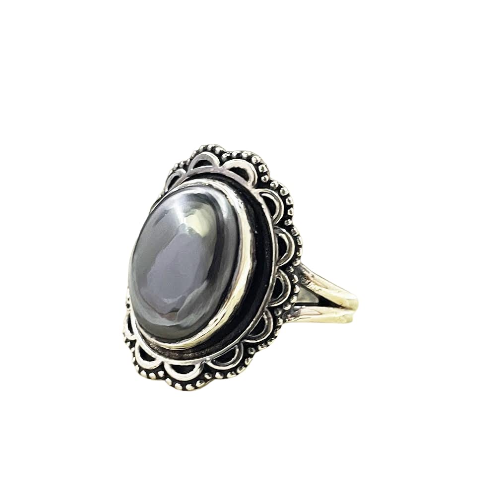 925 Sterling Silver Hematite Ring for Women - Natural AAA Quality Magnetic Gemstone Wedding Band, Anniversary Gift for Her - Perfect for Everyday Wear, Special Occasions & Healing Jewelry