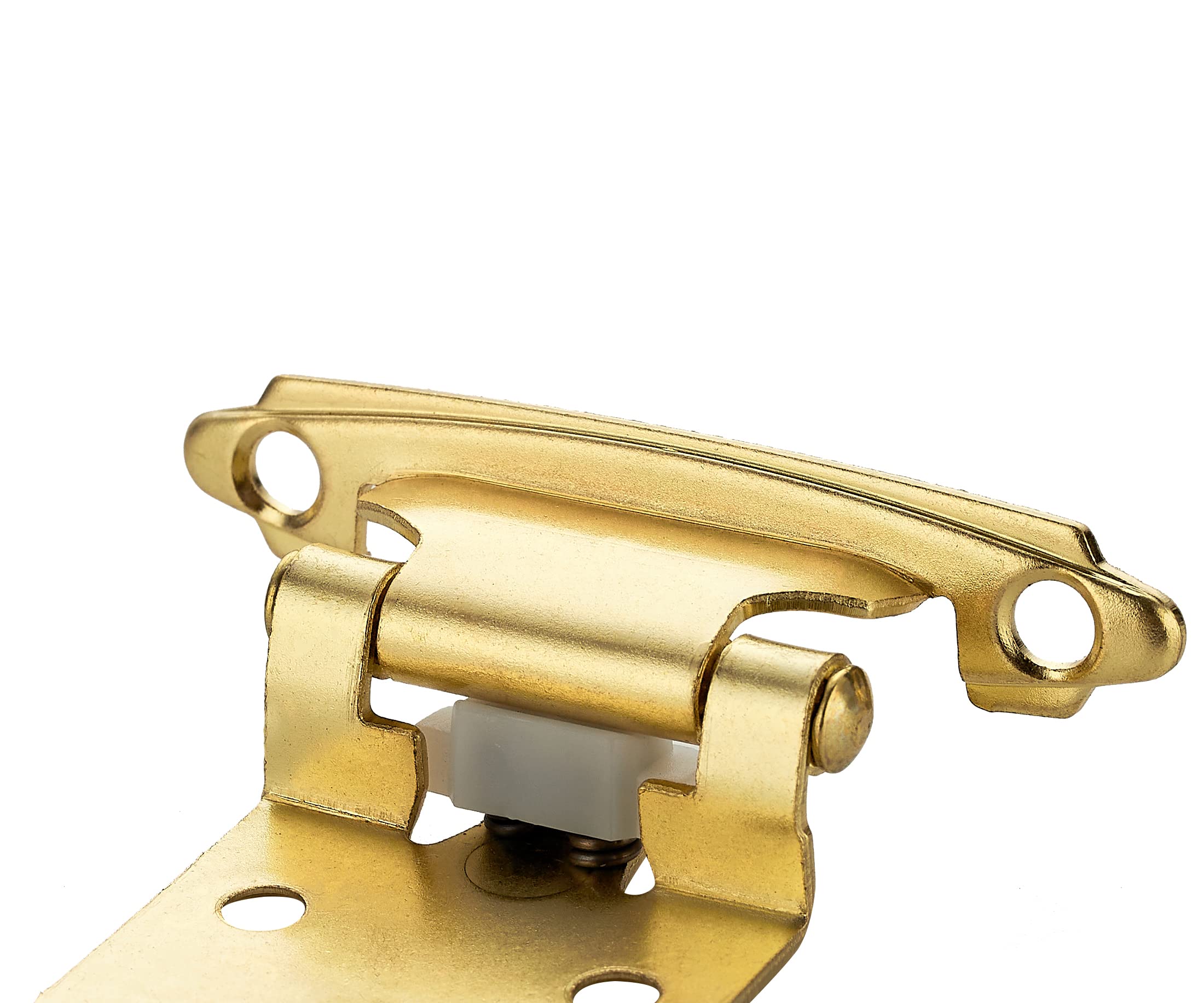 50 Pack 25 Pairs 1/2 Inch Overlay Cabinet Hinges - Gold Semi-Concealed Cupboard Hinges, Self Closing Face Mount Cabinet Door Hardware - Perfect for Kitchen Cabinets, Wardrobes & Furniture Installation