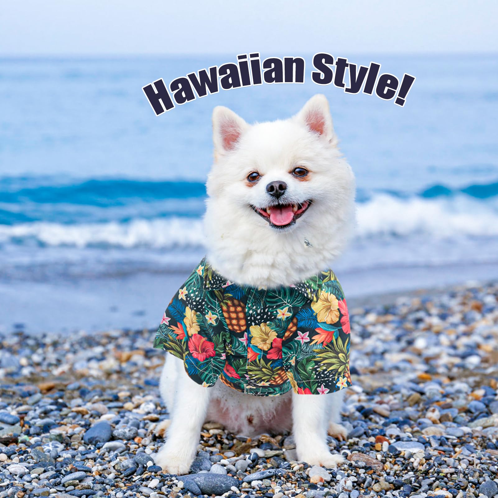 EXPAWLORER Hawaiian Dog Shirt - Breathable Cotton Polo T-Shirt with Floral Fruit Pattern for Small Medium Large Dogs | Summer Pet Outfit for Beach, Vacation & Hot Weather