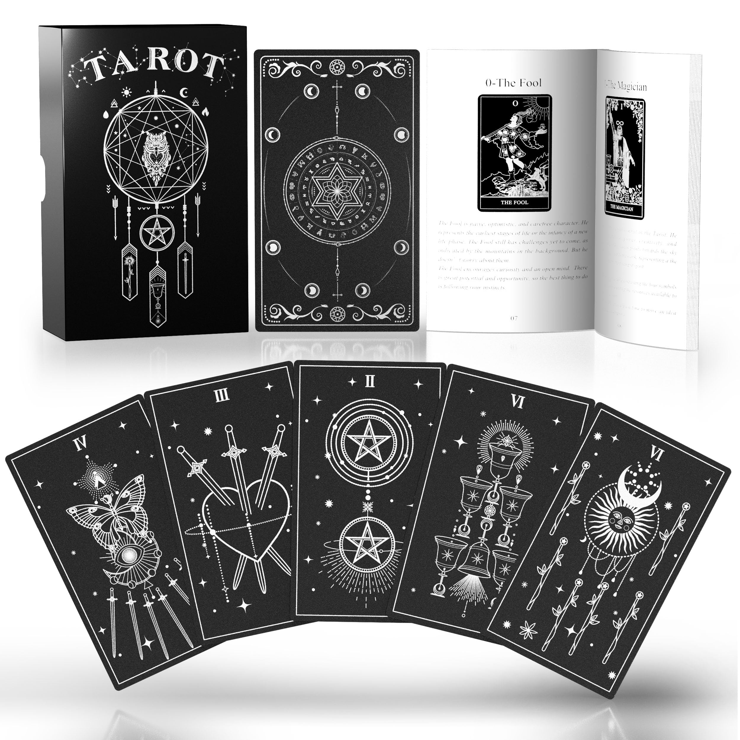 Premium 78-Piece Plastic Tarot Card Set with Guidebook - Waterproof, Gold Foil Surface - Fortune Telling Game for Beginners | Perfect for Divination, Meditation & Spiritual Growth