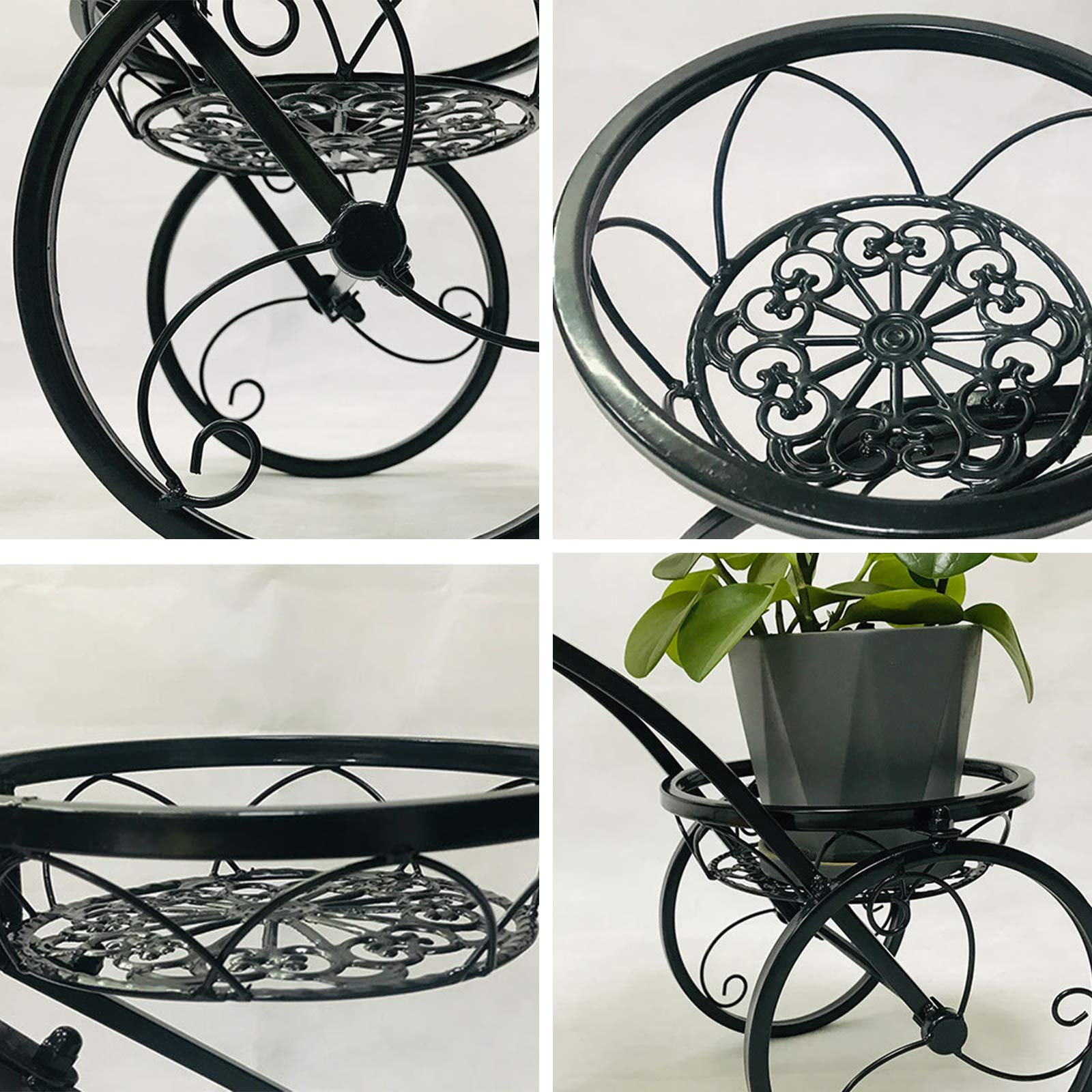 3-Tier Metal Bicycle-Shaped Plant Stand - Indoor/Outdoor Flower Pot Holder Cart for Patio, Garden & Home Decor - Perfect Gift for Plant Lovers & Housewarming - Ideal for Small Spaces, Balconies & Living Rooms