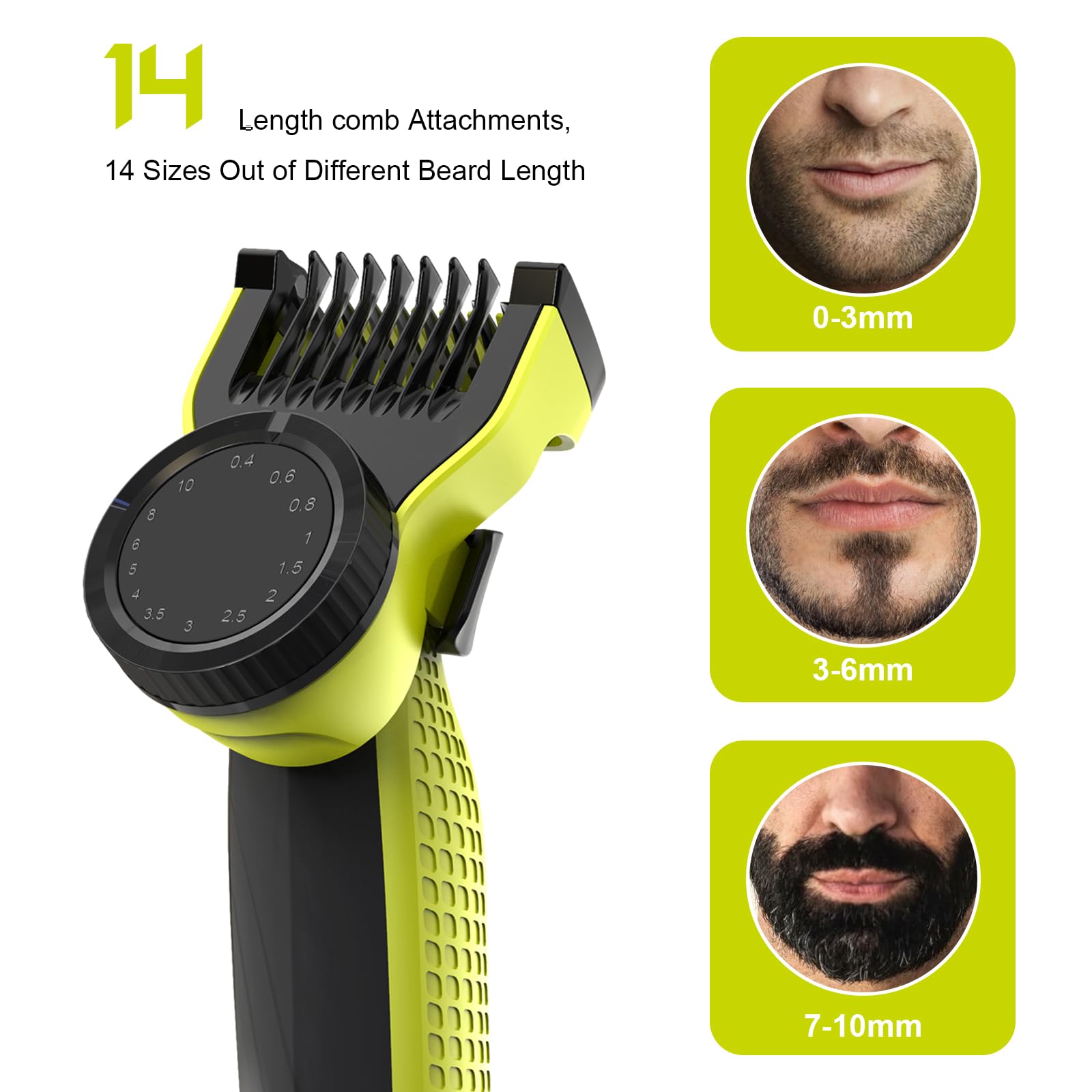 Philips One Blade Replacement Attachments - 14 Length Guide Combs & Nose Hair Trimmer Heads for QP2520 QP2530 QP2620 QP2630 QP2724 QP2824 Models - Perfect for Beard Styling, Body Grooming & Personal Care (Set of 4)