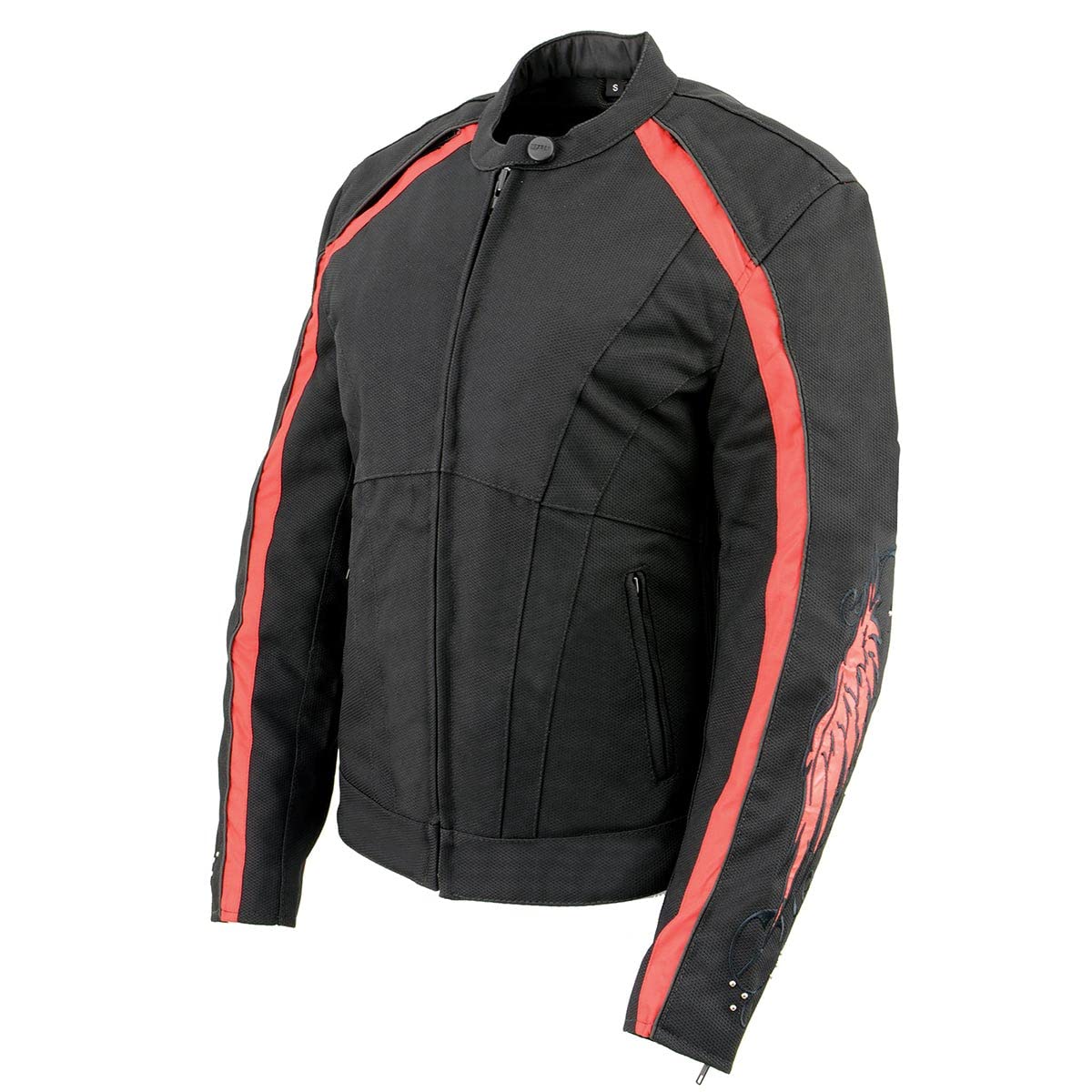 Milwaukee Leather SH1954 Women's Black Textile Motorcycle Jacket with Stud & Wings Detailing - Stylish Biker Jacket for Riding & Casual Wear