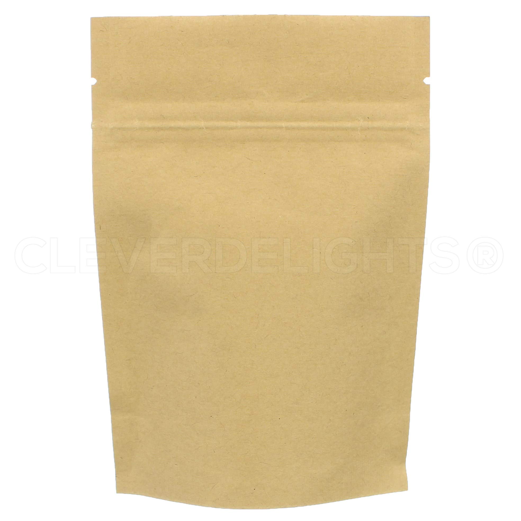 CleverDelights 2oz Kraft Stand Up Pouches - 1000 Pack Resealable Bags (4