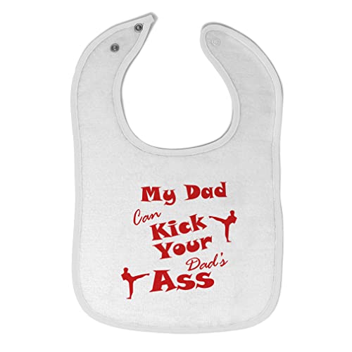 Funny Father's Day Baby Bibs & Burp Cloths - 'My Dad Can Kick Your Dad's Ass' Cotton Bib Set for Toddler Boys & Girls (White Design) - Perfect for Feeding, Messy Play & Dad-Themed Gifts