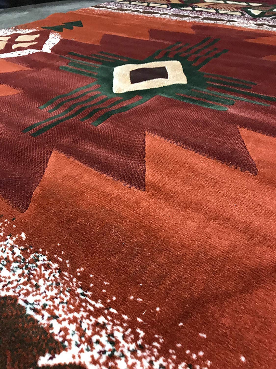 Authentic Southwest Native American Indian Orange Rust Area Rug - Handmade 7' X 7' Round Tribal Design #CR187 for Living Room, Bedroom & Boho Decor