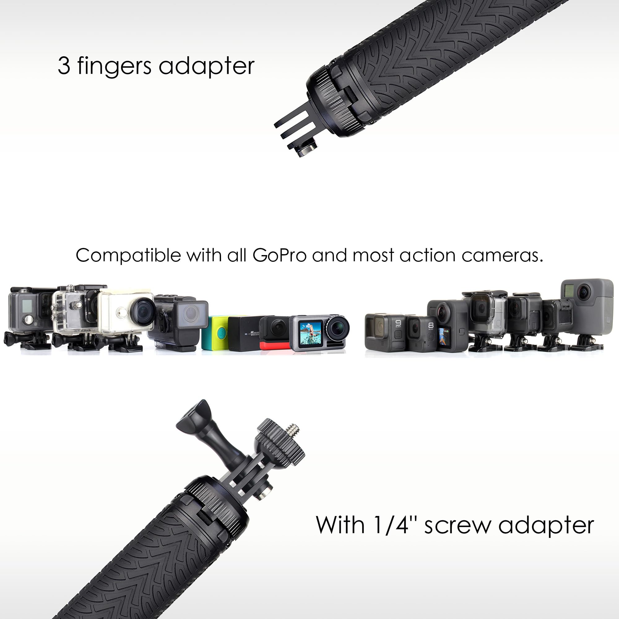 Lightweight Aluminum Selfie Stick for GoPro Hero 13/12/11/10/9/8/7/6/5/4 Max Mini & AKASO SJCAM DJI Action Cameras - Extendable Telescoping Monopod with Floating Grip - Perfect for Water Sports, Travel Vlogging & Outdoor Adventures