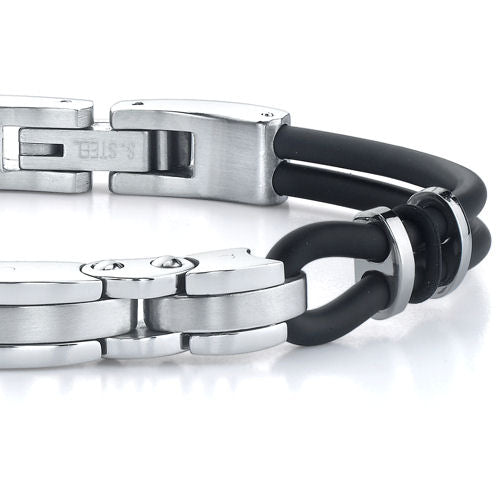 Men's Triple Bar Link Stainless Steel Bracelet - Durable & Stylish Jewelry for Everyday Wear, Gifts & Special Occasions