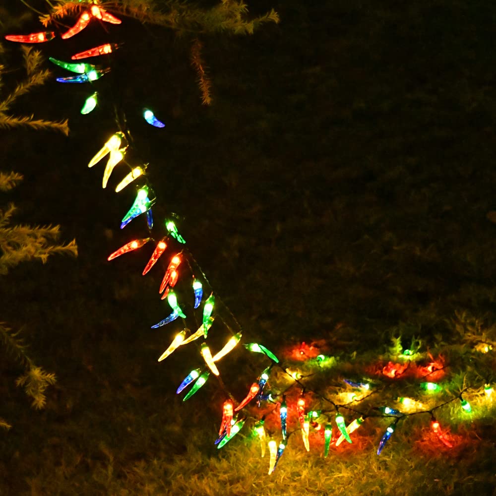 Chili Pepper Solar LED String Lights Outdoor - 23ft 50LEDs Solar Powered Christmas Decor for Tree, Porch, Kitchen, Garden & Patio | Weatherproof & Energy Saving Party Lights