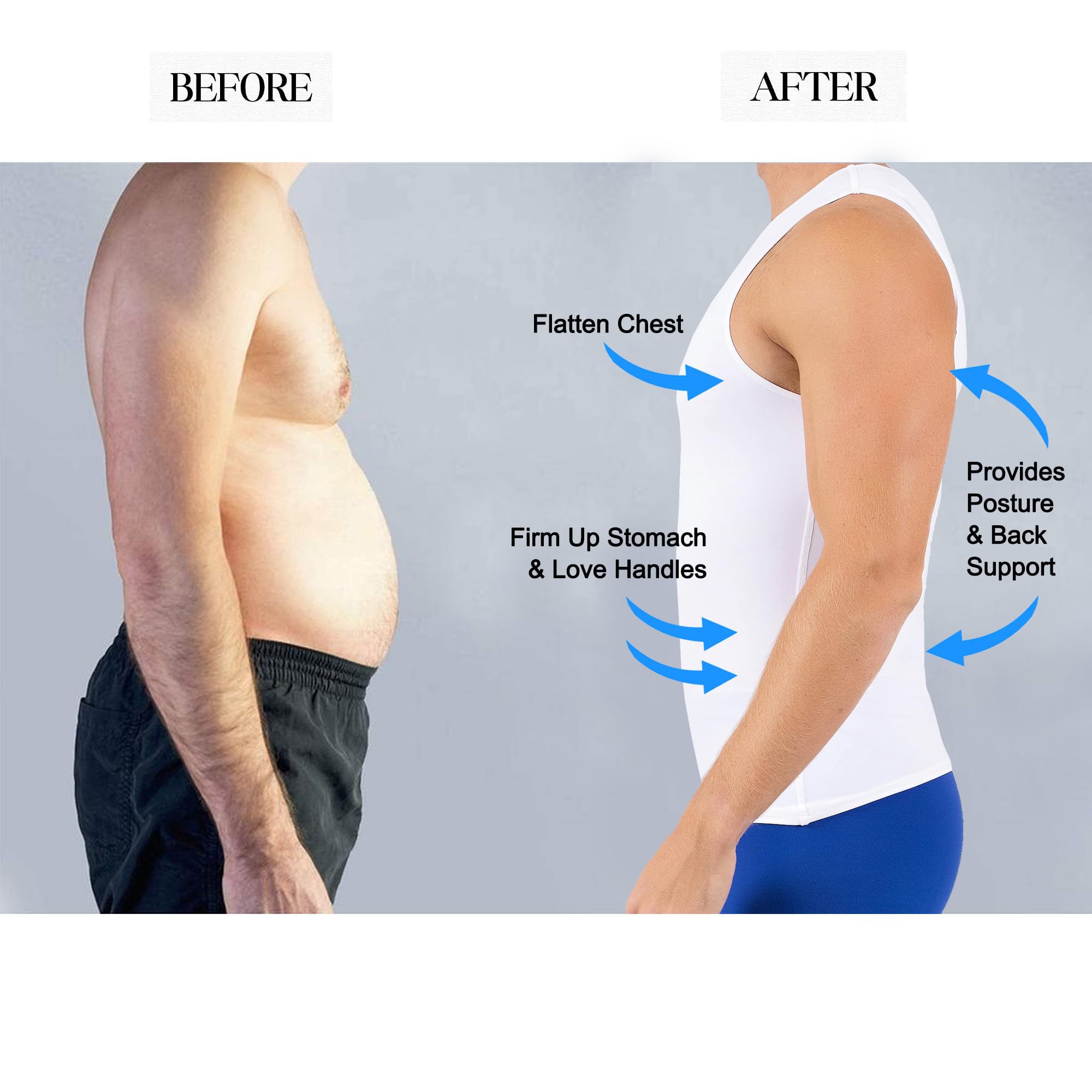 Insta Slim ISPRO Men's Slimming Muscle Tank Top - Shapewear Compression Shirt for Body Shaping & Workout (Made in USA) - Perfect for Gym, Weight Loss & Everyday Wear