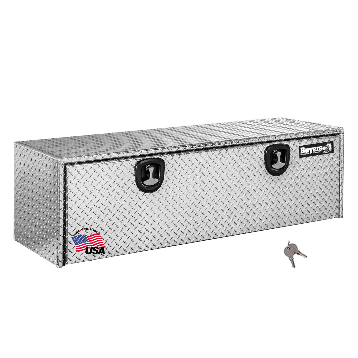 Diamond Tread Aluminum Underbody Truck Tool Box with Compression Latch - 24x24x60 Inch | Heavy-Duty Storage & Organization for Pickup Trucks | Made in USA | Perfect for Construction, Landscaping & Work Site Tools