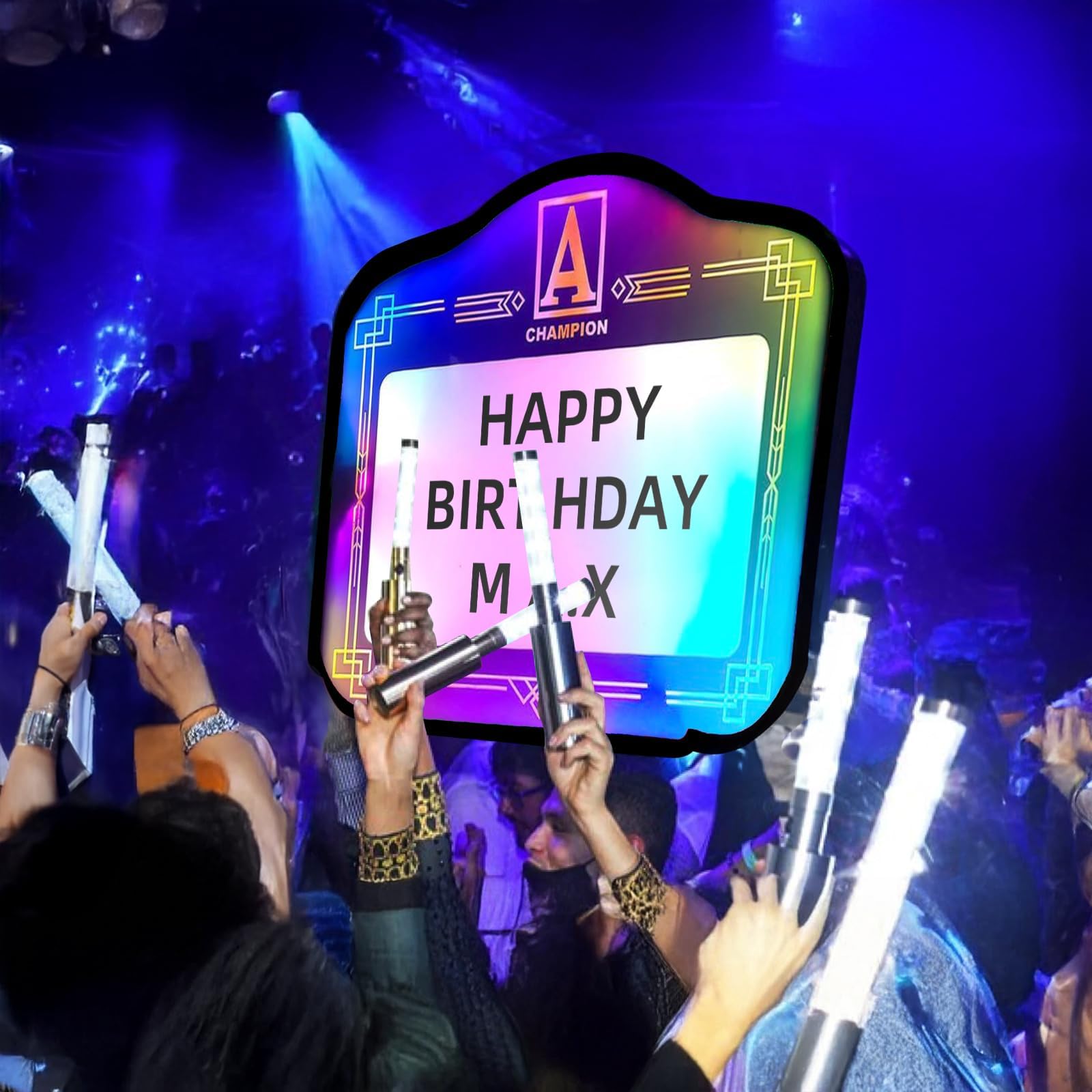 Premium Bottle Presenter for Nightclubs - VIP Bottle Service Sign with LED Lights | Custom Club Signs for Bottle Service (Letters & Numbers) | Perfect for VIP Tables, Celebrations & Exclusive Events | Fast US Shipping