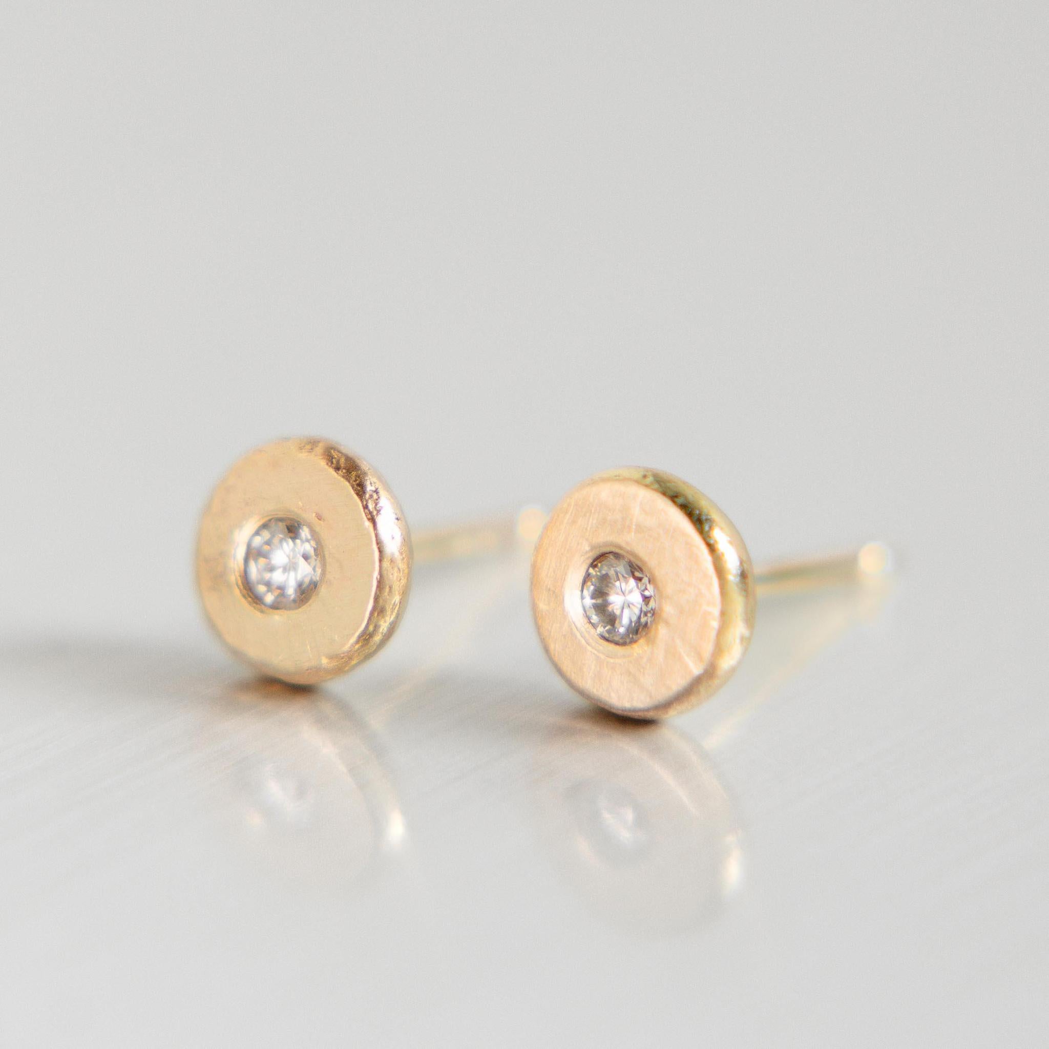 14k Yellow Gold Pebble Stud Earrings - Minimalist Dainty Earrings for Women, Perfect for Everyday Wear & Gift Giving