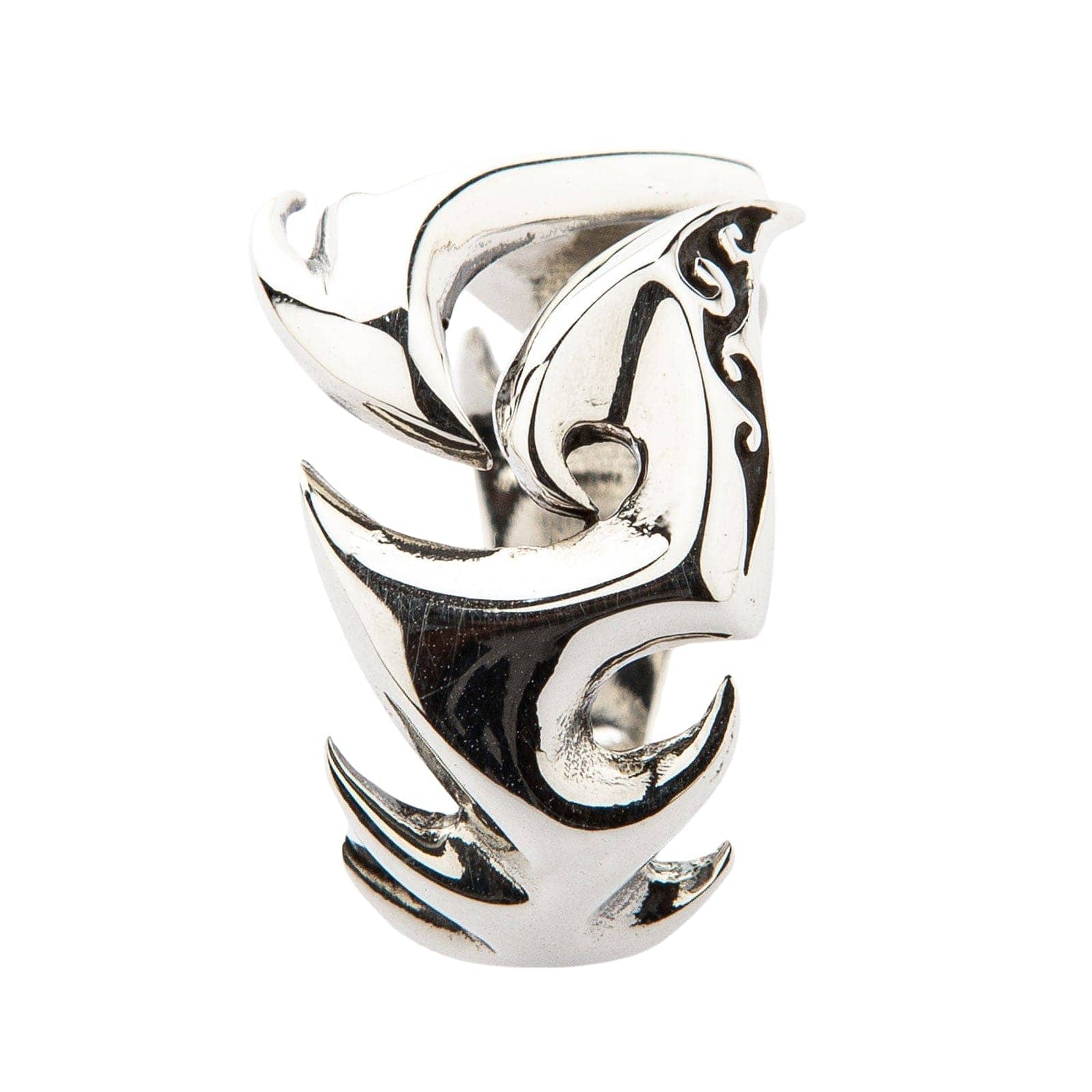 Flame Blade Tribal Tattoo Gothic Ring - Sterling Silver Men's Jewelry for Punk Rock, Gothic Fashion & Biker Style