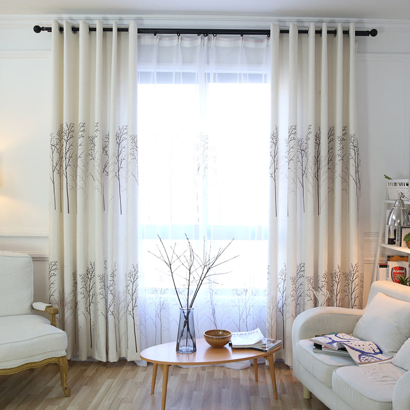 Dior White Linen Light Filtering & Blackout Curtains for Bedroom & Living Room - Custom Window Treatment for Home Decor & Light Control