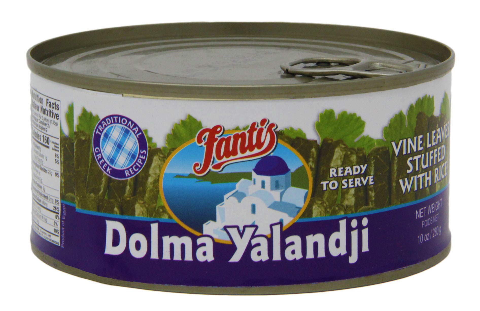 Fantis Dolmas Stuffed Grape Leaves with Rice - Ready to Eat Mediterranean Canned Meals, Vegan & Gluten-Free Snack (10oz, Pack of 6) - Perfect for Picnics, Lunch Boxes & Quick Healthy Meals