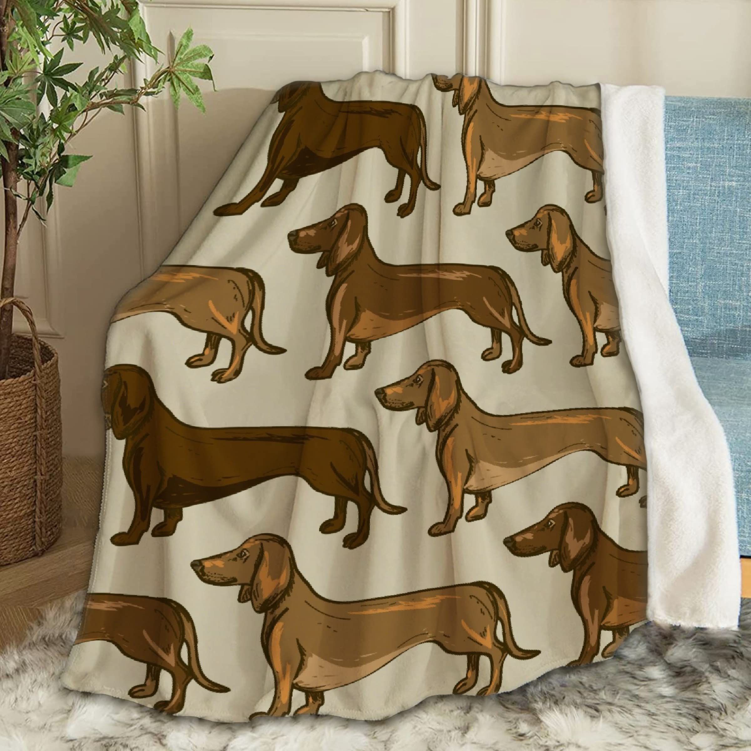 ANIMEBLANKET Dachshund Dog Fleece Throw Blanket - Super Soft 120