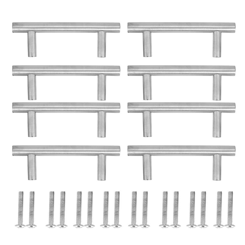 8-Piece Stainless Steel T-Bar Cabinet Handles - Drawer & Door Pulls for Wardrobes, Kitchen Cabinets & Furniture Hardware (Perfect for Home Renovation & DIY Projects)