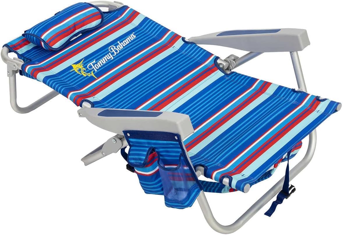Tommy Bahama 2-Pack Aluminum Beach Backpack Chairs - Sailfish & Palms Design, Lightweight Folding Camping Chairs for Outdoor, Beach, Pool, Picnic & Travel