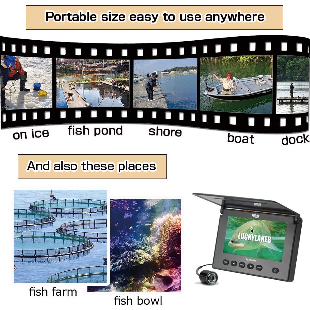 LUCKYLAKER Portable Underwater Fishing Camera with DVR - High Resolution Fish Finder for Ice Fishing, Kayak & Boat | Perfect for Freshwater, Saltwater & Night Fishing Adventures