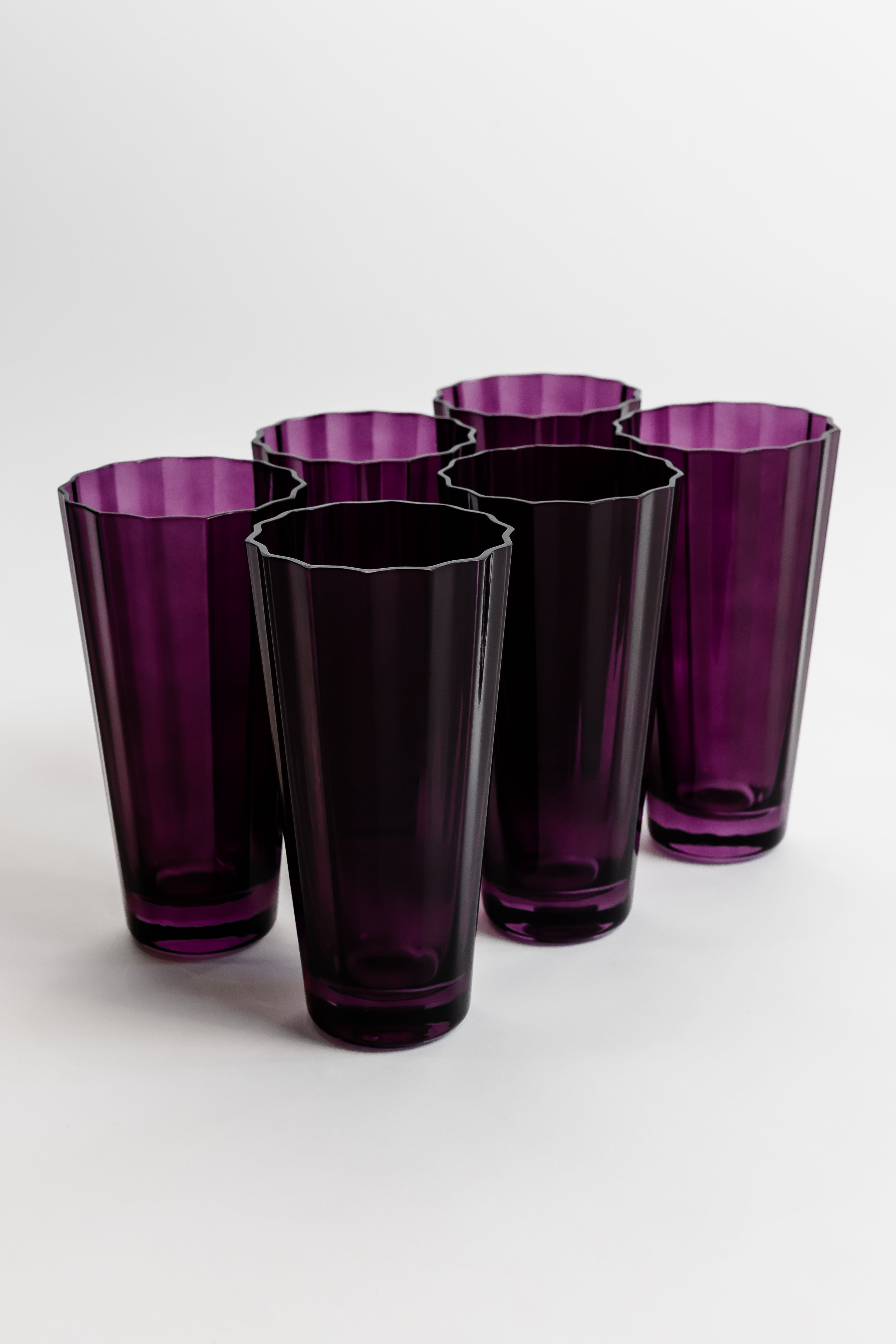 Estelle Colored Sunday Highball Glasses Set of 6 - Amethyst Purple Drinking Glasses for Cocktails, Iced Tea & Entertaining - Elegant Barware for Home, Parties & Gifts