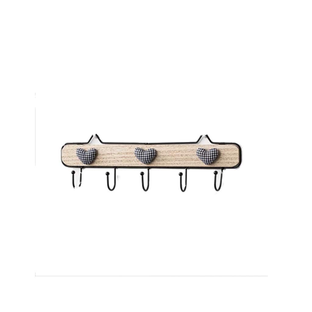 Creative Wooden Wall Hooks - Rustic Wrought Iron Key Holder for Entryway, Porch & Home Storage - 5 Hooks - Perfect for Organizing Keys, Hats, Coats & Bags