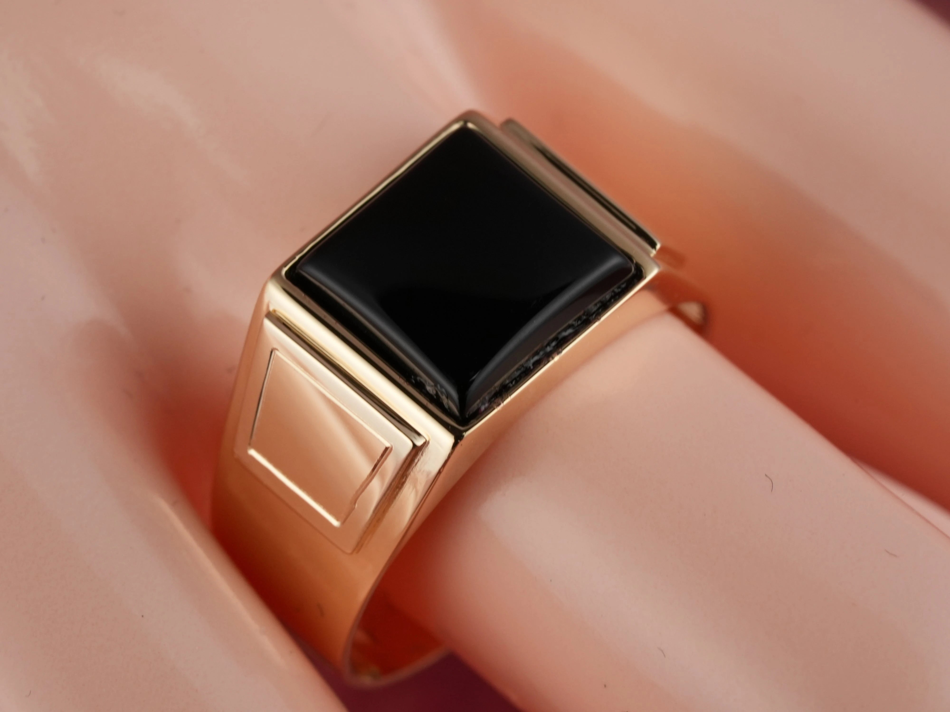 Dominus Ring for Men - 18K Gold Signet Ring with Handcrafted Black Onyx Stone | Luxury Men's Jewelry, Wedding Band, Gift for Him, Business & Formal Occasions