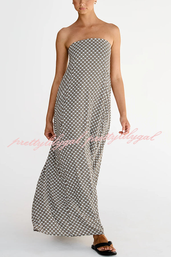 Kesia Floral Printed Off Shoulder Strapless A-Line Maxi Dress for Women - Perfect for Beach Vacations, Summer Parties, and Date Nights