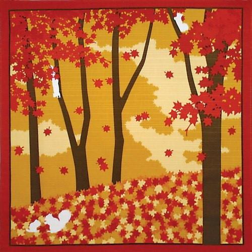 Maeda Senko Cotton Furoshiki Bento Lunch Wrapping Cloth - Autumn Leaves Design | Eco-Friendly Japanese Food Wrap for Picnics, Lunch Boxes & Gift Packaging