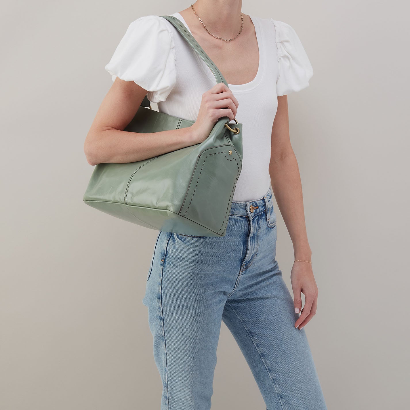 Premium Seneca Shoulder Bag in Polished Leather - Jade Green Crossbody Purse for Women | Fashionable Everyday Handbag for Work, Travel & Casual Outings