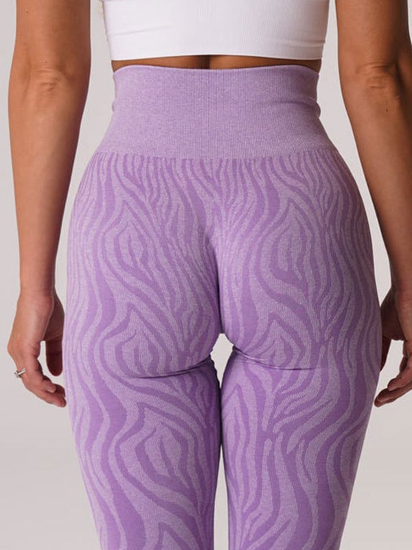 ZASUWA Women's Zebra Print High Waisted Scrunch Butt Lifting Seamless Leggings - Yoga, Workout & Casual Wear