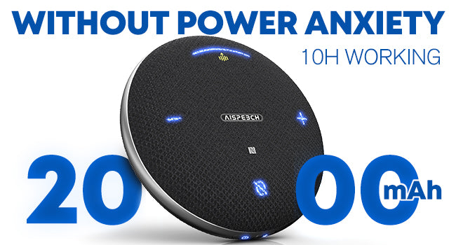 AISPEECH M4 Bluetooth Conference Microphone - AI Noise Cancelling, Real-Time Transcription, Duplex Call, USB Connectivity, 360° Voice Pickup for Online Meetings, Webinars & Remote Work