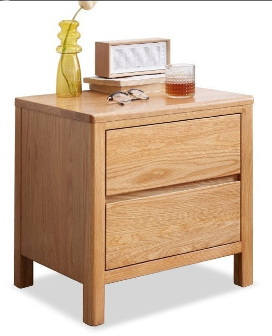 Solid Oak Wood Nightstand with Drawer - Rustic Bedside Table for Bedroom, Living Room & Office - Durable & Stylish Furniture for Home Decor