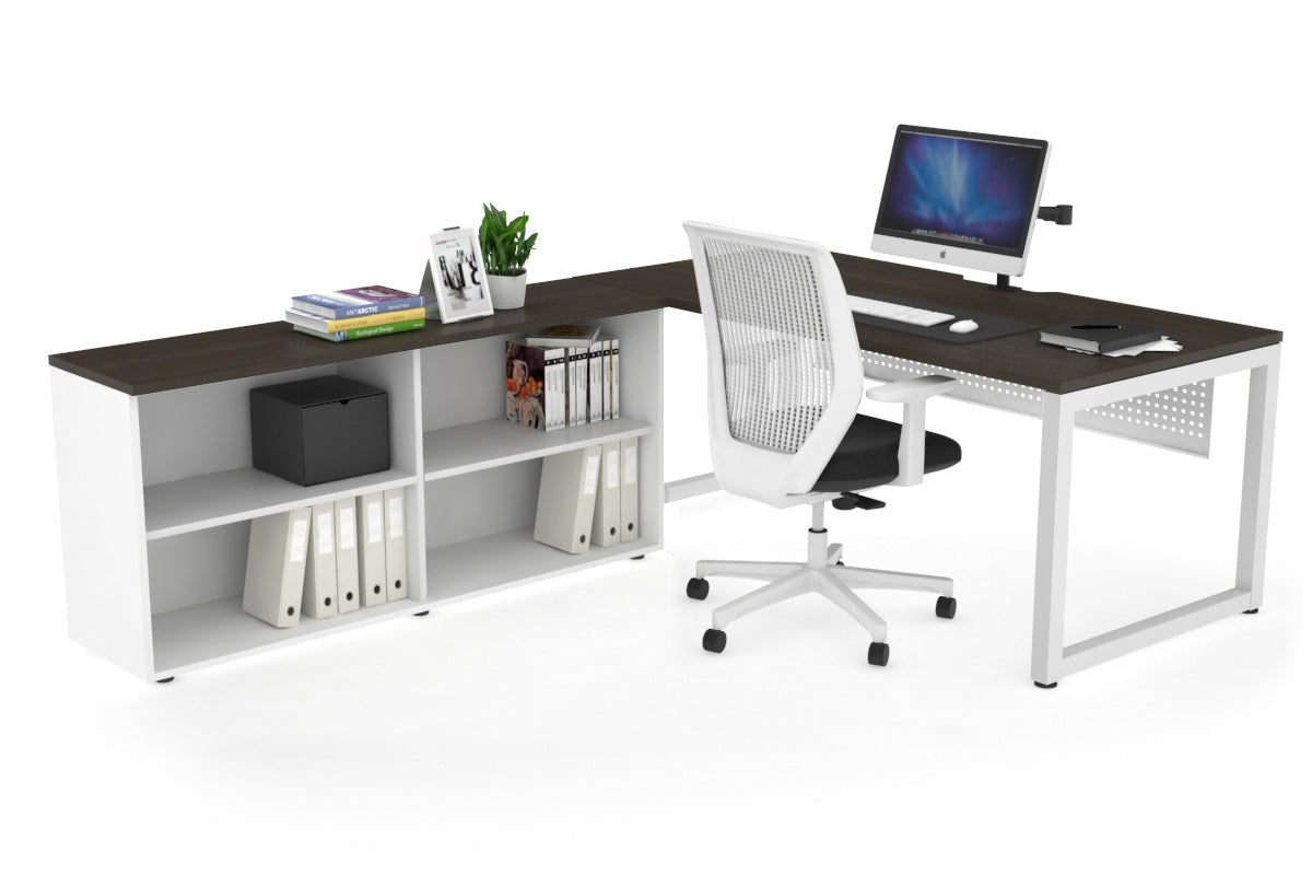 Quadro Loop Executive White Frame Office Chair - 1800L x 800W with Cable Scallop - Ergonomic Desk Chair for Home & Office Workspace