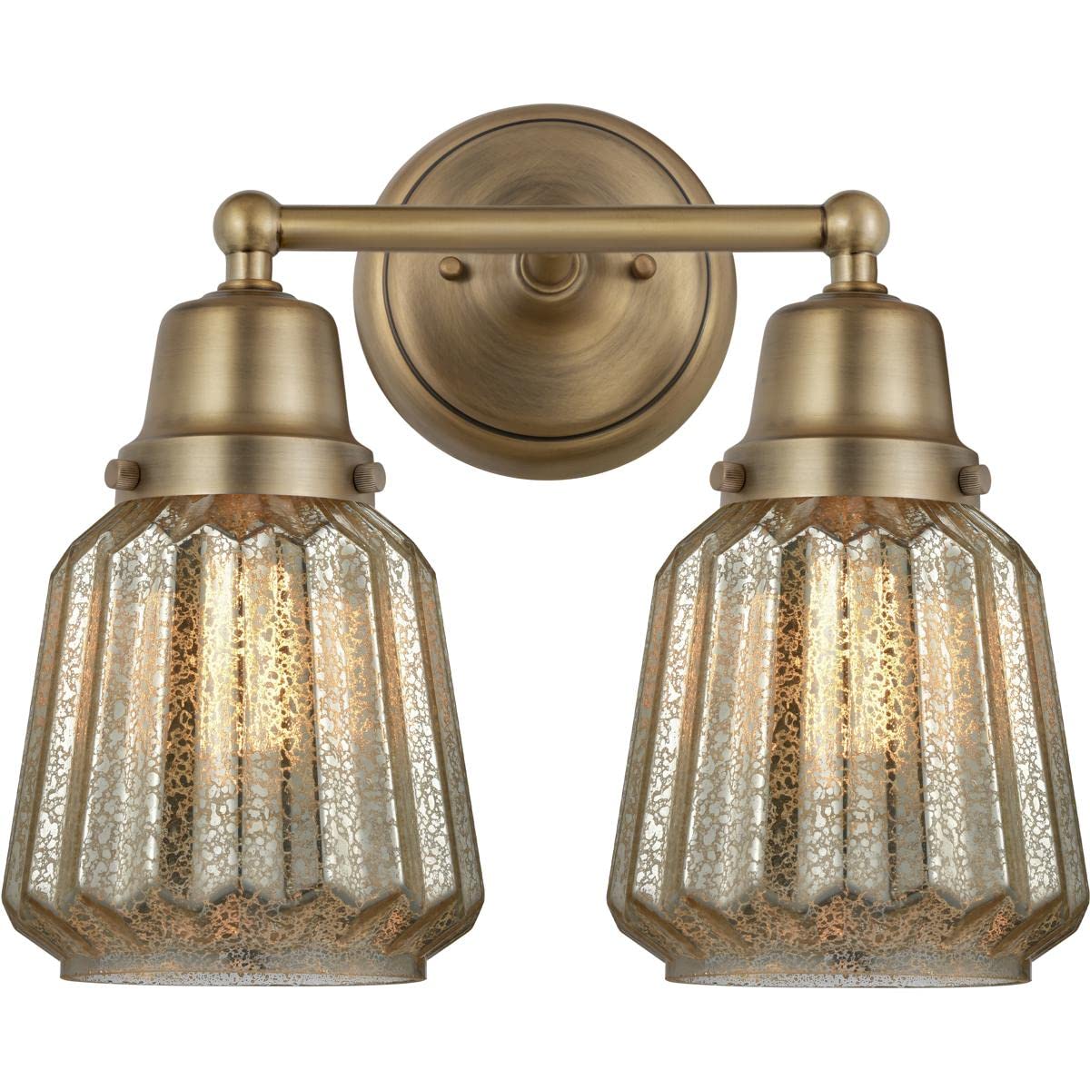 Aditi Chatham 2-Light Brushed Brass Bathroom Vanity Light - Modern Fixture for Bathroom, Powder Room & Dressing Area Lighting (Model: 623-2W-BB-G146)