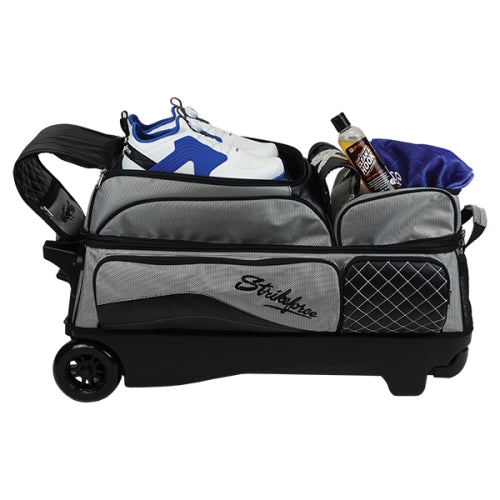 KR Strikeforce Royal Flush Silver Triple Roller Bowling Bag - Premium 3-Ball Rolling Case for Bowling Enthusiasts | Perfect for League Play, Tournaments & Practice Sessions