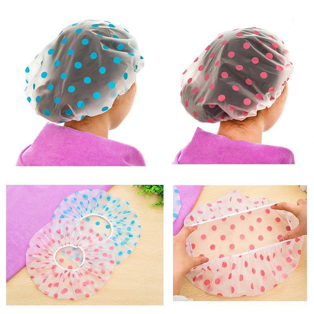 BUYMANIA® Reusable Shower Caps for Women, Men & Kids - 3 Pack Waterproof Bath Caps with Elastic Band (Multicolor) | Perfect for Travel, Swimming, Spa & Hair Care Routine